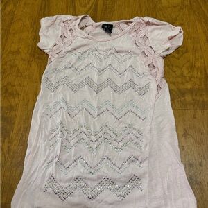 Rue21 Pale Pink Studded Chevron Lace Sleeve Top